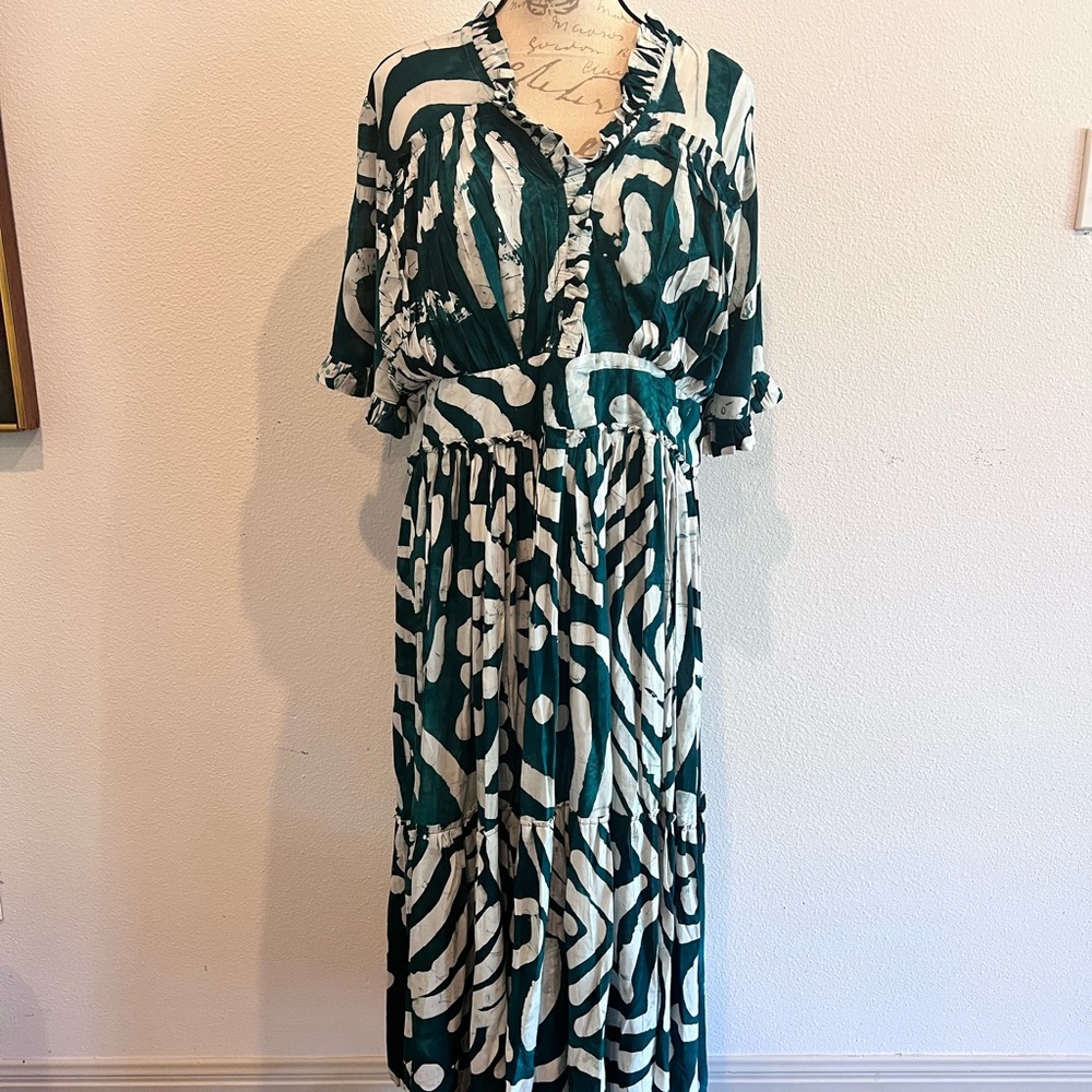 Busayo The Other Side Of Midnight Tomi Printed Cotton Midi-Dress Large Altered